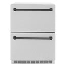 ZLINE Autograph Edition 24-Inch Touchstone Refrigerator Drawer in DuraSnow Stainless Steel and Matte Black Handles (RDSOZ-SN-24-MB)