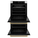ZLINE Autograph 30-Inch True Convection Double Wall Oven in Satin Steel with Bronze Helix Handles (WADSZ-30-KCB)