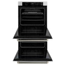 ZLINE Autograph 30-Inch True Convection Double Wall Oven in Satin Steel with Nickel Helix Handles (WADSZ-30-KPN)