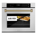 ZLINE Autograph 30-Inch True Convection Single Wall Oven in Satin Steel with Bronze Helix Handle (WASSZ-30-KCB)
