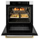 ZLINE Autograph 30-Inch True Convection Single Wall Oven in Satin Steel with Bronze Helix Handle (WASSZ-30-KCB)