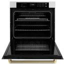 ZLINE Autograph 30-Inch True Convection Single Wall Oven in Satin Steel with Bronze Helix Handle (WASSZ-30-KCB)