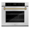 ZLINE Autograph 30-Inch True Convection Single Wall Oven in Satin Steel with Gold Helix Handle (WASSZ-30-KG)