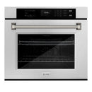 ZLINE Autograph 30-Inch True Convection Single Wall Oven in Satin Steel with Nickel Helix Handle (WASSZ-30-KPN)