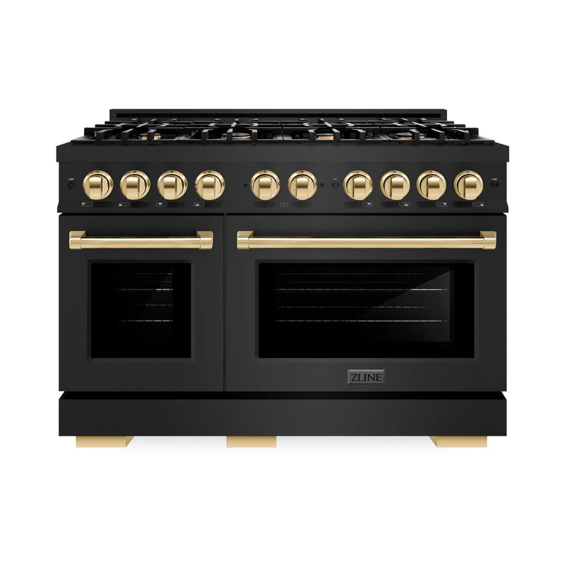 ZLINE 48-Inch Autograph Edition Dual Fuel Range in Black Stainless and Gold (HDRBZ-48-G)