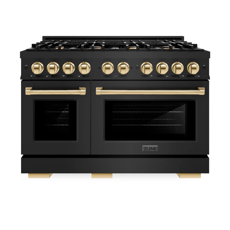 ZLINE 48-Inch Autograph Edition Dual Fuel Range in Black Stainless and Gold (HDRBZ-48-G)