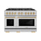 ZLINE Autograph Edition 48-Inch Select Series Double Oven Dual Fuel Range with 8 Gas Burner Cooktop and 6.7 Cu. Ft. Electric Convection Oven in DuraSnow Stainless Steel and Polished Gold Accents (HDRSZ-48-G)