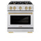 ZLINE Autograph Edition 30-Inch Select Series Gas Range with 4 Gas Burner Cooktop and 4.2 Cu. Ft. Gas Convection Oven in DuraSnow Stainless Steel and Champagne Bronze Accents (HGRSZ-30-CB)