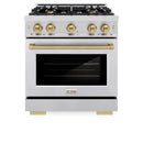ZLINE Autograph Edition 30-Inch Select Series Gas Range with 4 Gas Burner Cooktop and 4.2 Cu. Ft. Gas Convection Oven in Stainless Steel and Champagne Bronze Accents (HGRZ-30-CB)