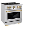ZLINE Autograph Edition 30-Inch Select Series Gas Range with 4 Gas Burner Cooktop and 4.2 Cu. Ft. Gas Convection Oven in Stainless Steel and Champagne Bronze Accents (HGRZ-30-CB)