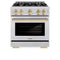 ZLINE Autograph Edition 30-Inch Select Series Gas Range with 4 Gas Burner Cooktop and 4.2 Cu. Ft. Gas Convection Oven in Stainless Steel and Polished Gold Accents (HGRZ-30-G)