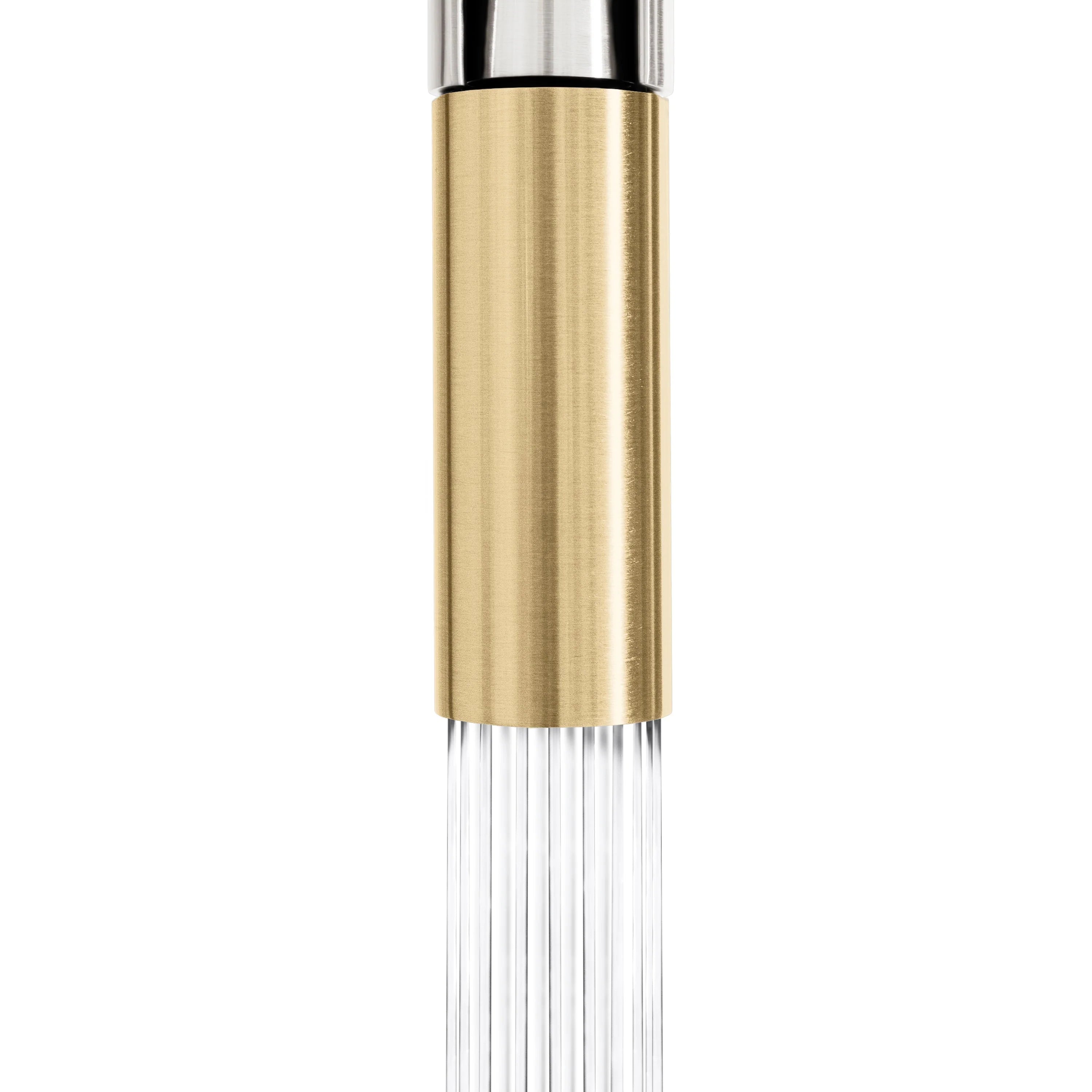 Champagne bronze cylindrical sprayer head with chrome top and fine outlet holes