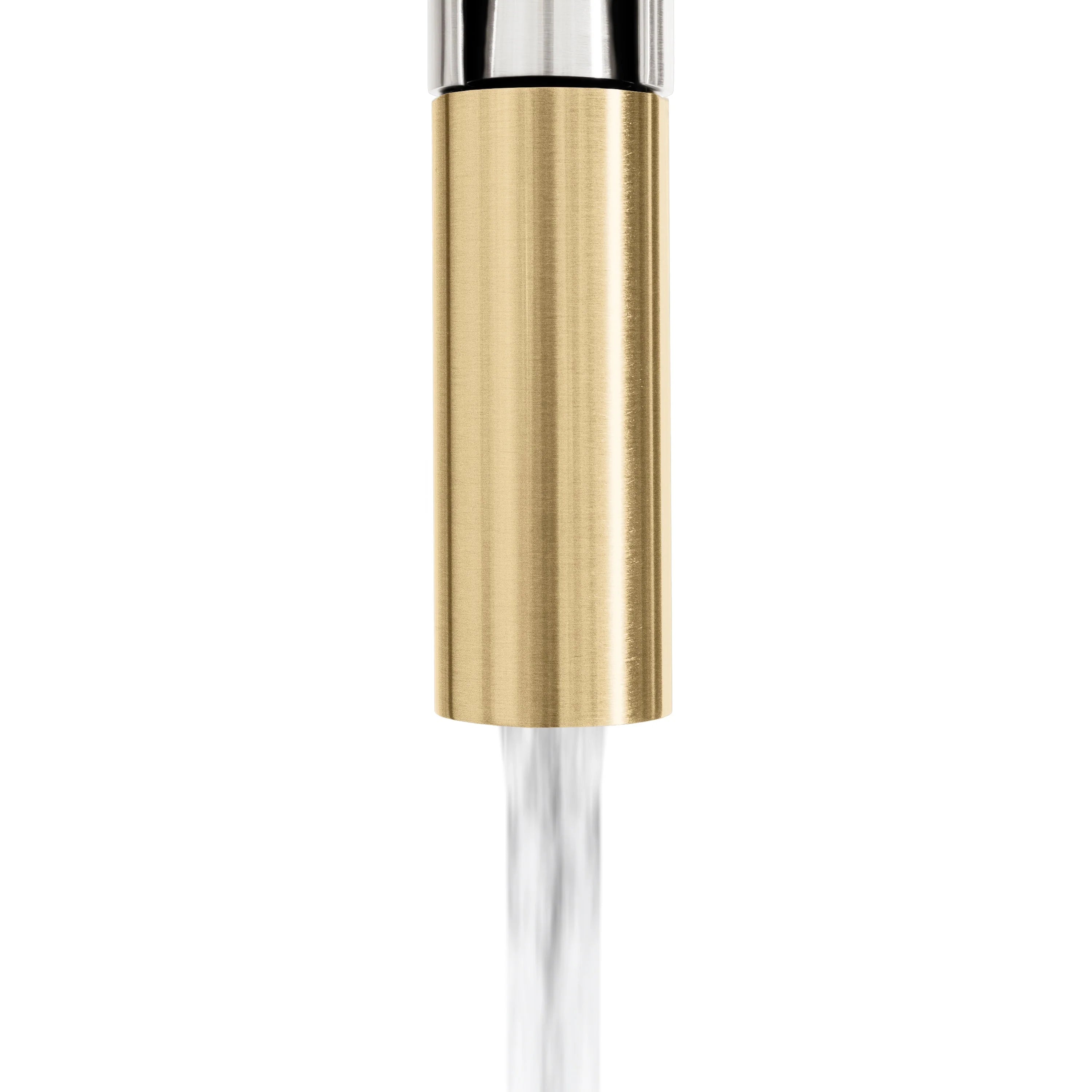 Champagne bronze sprayer head with chrome neck and water outlet strands