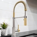 ZLINE Autograph Edition Sierra Pull Down Spring Single Handle Kitchen Faucet in Brushed Nickel and Champagne Bronze (SRA-KF-ZBNCB)