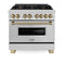 ZLINE Legacy Series Autograph Edition 36-inch Dual Fuel Range with Gas Stove and 4.6 Cu. Ft. Electric Oven in Stainless Steel with Champagne Bronze Accents (RAZ-36-CB)