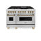 ZLINE Legacy Series Autograph Edition 48-inch Dual Fuel Range with Gas Stove and 6.0 Cu. Ft. Electric Oven in Stainless Steel with Champagne Bronze Accents (RAZ-48-CB)