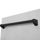 Matte black dishwasher handle with curved profile and side mounting brackets