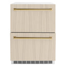 ZLINE Autograph Edition 24-Inch Touchstone 168 Can Outdoor Rated Dual Refrigerator Drawer with Panel-Ready Doors and Polished Gold Handles (RDSPOZ-24-G)