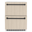 ZLINE Autograph Edition 24-Inch Touchstone 168 Can Outdoor Rated Dual Refrigerator Drawer with Panel-Ready Doors and Matte Black Handles (RDSPOZ-24-MB)