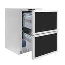 ZLINE Autograph Edition 24-Inch Touchstone 168 Can Outdoor Rated Dual Refrigerator Drawer with Panel-Ready Doors and Matte Black Handles (RDSPOZ-24-MB)