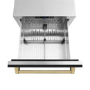ZLINE Autograph Edition 24-Inch Touchstone Refrigerator Drawer in Black Matte and Champagne Bronze Handles (RDSOZ-BLM-24-CB)