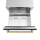 ZLINE Autograph Edition 24-Inch Touchstone Refrigerator Drawer in Black Matte and Champagne Bronze Handles (RDSOZ-BLM-24-CB)