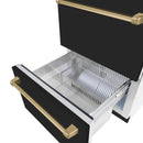 ZLINE Autograph Edition 24-Inch Touchstone Refrigerator Drawer in Black Matte and Champagne Bronze Handles (RDSOZ-BLM-24-CB)