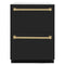 ZLINE Autograph Edition 24-Inch Touchstone Refrigerator Drawer in Black Matte and Champagne Bronze Handles (RDSOZ-BLM-24-CB)