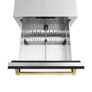 ZLINE Autograph Edition 24-Inch Touchstone Refrigerator Drawer in Black Matte and Gold Handles (RDSOZ-BLM-24-G)