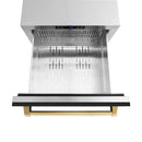 ZLINE Autograph Edition 24-Inch Touchstone Refrigerator Drawer in Black Matte and Gold Handles (RDSOZ-BLM-24-G)
