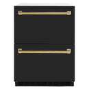 ZLINE Autograph Edition 24-Inch Touchstone Refrigerator Drawer in Black Matte and Gold Handles (RDSOZ-BLM-24-G)