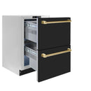 ZLINE Autograph Edition 24-Inch Touchstone Refrigerator Drawer in Black Matte and Gold Handles (RDSOZ-BLM-24-G)