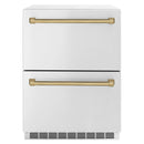 ZLINE Autograph Edition 24-Inch Touchstone Refrigerator Drawer in Stainless Steel and Champagne Bronze Handles (RDSOZ-ST-24-CB)