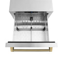 ZLINE Autograph 24-Inch Touchstone Refrigerator Drawer with Steel Doors & Bronze Helix Handles (RDSOZ-ST-24-KCB)
