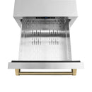ZLINE Autograph 24-Inch Touchstone Refrigerator Drawer with Steel Doors & Bronze Helix Handles (RDSOZ-ST-24-KCB)