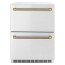ZLINE Autograph 24-Inch Touchstone Refrigerator Drawer with Steel Doors & Bronze Helix Handles (RDSOZ-ST-24-KCB)