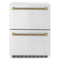 ZLINE Autograph 24-Inch Touchstone Refrigerator Drawer with Steel Doors & Bronze Helix Handles (RDSOZ-ST-24-KCB)