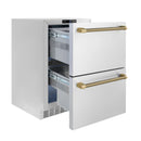 ZLINE Autograph 24-Inch Touchstone Refrigerator Drawer with Steel Doors & Bronze Helix Handles (RDSOZ-ST-24-KCB)