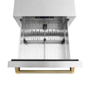 ZLINE Autograph 24-Inch Touchstone Refrigerator Drawer with Steel Doors & Gold Helix Handles (RDSOZ-ST-24-KG)