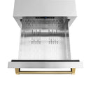 ZLINE Autograph 24-Inch Touchstone Refrigerator Drawer with Steel Doors & Gold Helix Handles (RDSOZ-ST-24-KG)