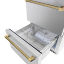 ZLINE Autograph 24-Inch Touchstone Refrigerator Drawer with Steel Doors & Gold Helix Handles (RDSOZ-ST-24-KG)