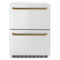 ZLINE Autograph 24-Inch Touchstone Refrigerator Drawer with Steel Doors & Gold Helix Handles (RDSOZ-ST-24-KG)