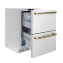 ZLINE Autograph 24-Inch Touchstone Refrigerator Drawer with Steel Doors & Gold Helix Handles (RDSOZ-ST-24-KG)