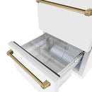 ZLINE Autograph Edition 24-Inch Touchstone Refrigerator Drawer in White Matte and Champagne Bronze Handles (RDSOZ-WM-24-CB)