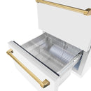 ZLINE Autograph Edition 24-Inch Touchstone Refrigerator Drawer in White Matte and Gold Handles (RDSOZ-WM-24-G)