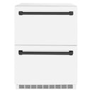 ZLINE Autograph Edition 24 In-Inch Touchstone Refrigerator Drawer in White Matte and Matte Black Handles (RDSOZ-WM-24-MB)