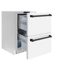 ZLINE Autograph Edition 24 In-Inch Touchstone Refrigerator Drawer in White Matte and Matte Black Handles (RDSOZ-WM-24-MB)