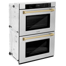 ZLINE Autograph Edition 30-Inch Professional True Convection Double Wall Oven with Air Fry and Self Clean in Stainless Steel with Champagne Bronze Handles (WADZ-30-CB)