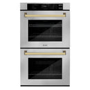 ZLINE Autograph Edition 30-Inch Professional True Convection Double Wall Oven with Air Fry and Self Clean in Stainless Steel with Polished Gold Handles (WADZ-30-G)