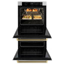 ZLINE Autograph 30-Inch True Convection Double Wall Oven in Stainless Steel & Bronze Helix Handles (WADZ-30-KCB)